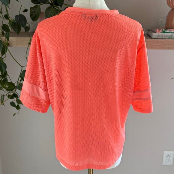 Bebe Authentic Sport Logo Mesh Tee Orange M Y2K Retro Activewear Sporty Logo - Picture 2 of 7